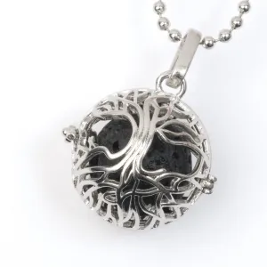 Es-Scent-ialsª Aromatherapy Locket Necklace - Lava Stone Tree