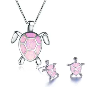 Fashion Turtle Simple Necklace Stud Earrings Set