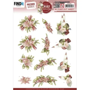 Find It Trading Precious Marieke Punchout Sheet Ruby Poinsettia, Ruby Christmas