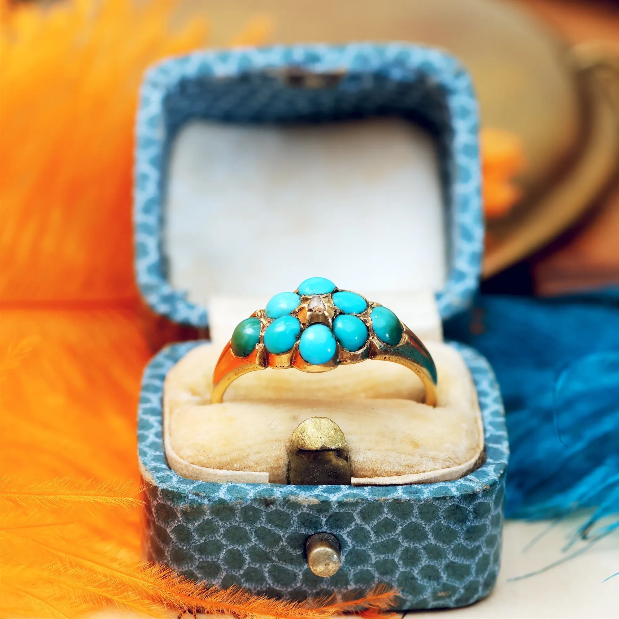 Fondest Victorian Turquoise & Diamond 'Forget me not' Ring