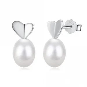 Fresh Water Pearl Heart Dropper Earrings ERLE032