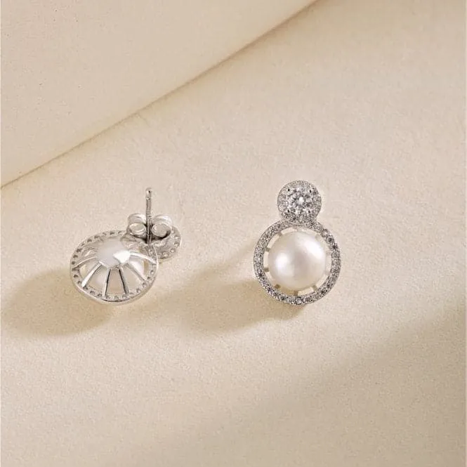 Fresh Water Pearl Sparkling Stud Earrings ERLE021