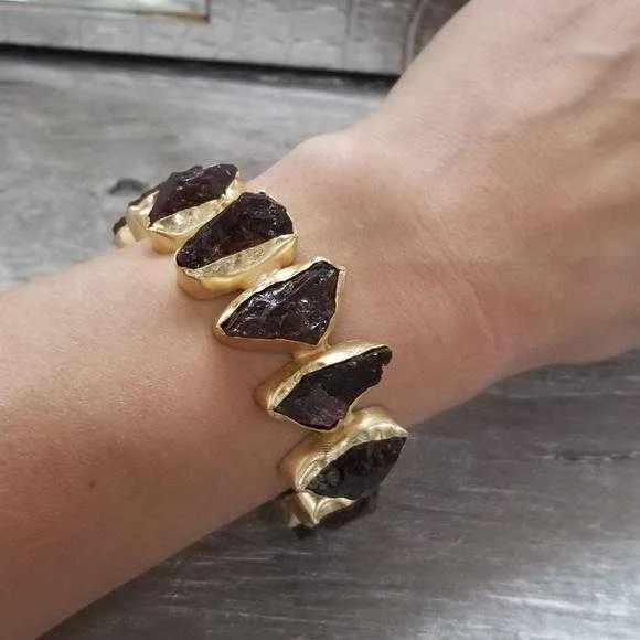 Garnet Handcrafted Cuff Bracelet