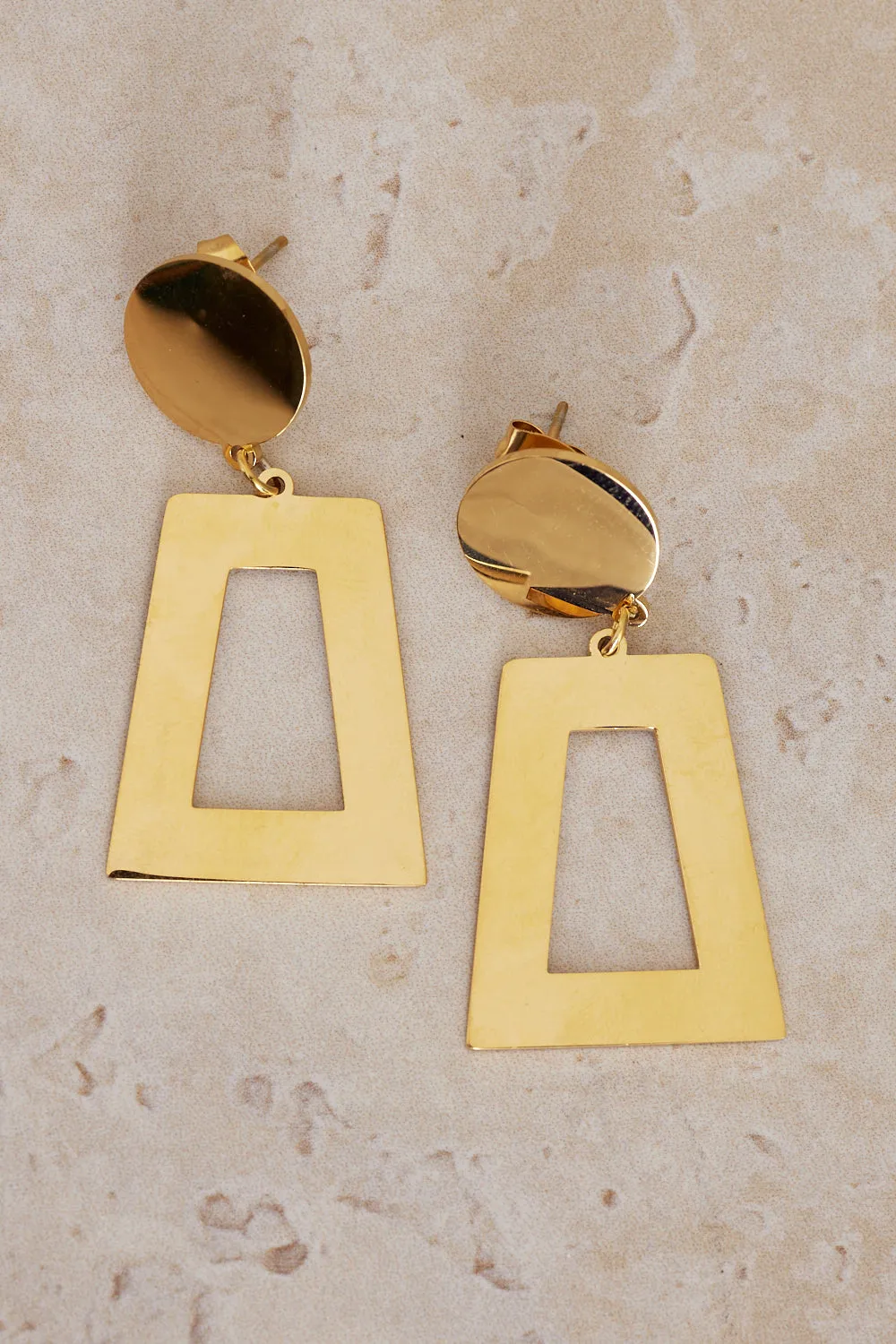 Geo Drop Earrings - Gold