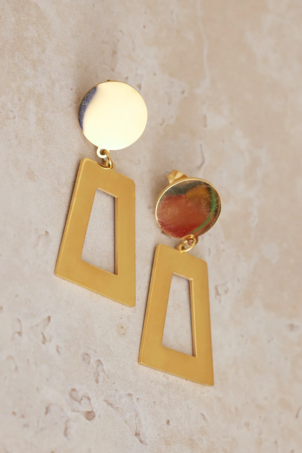 Geo Drop Earrings - Gold