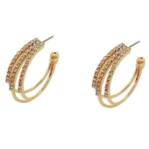 Gold CZ Tripple Hoop Earring