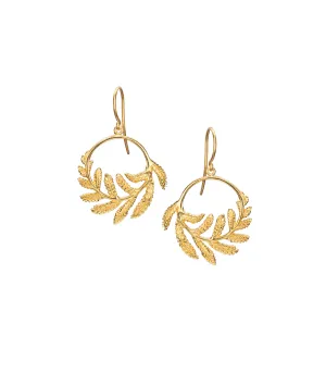 Gold Fern Hoop Earrings