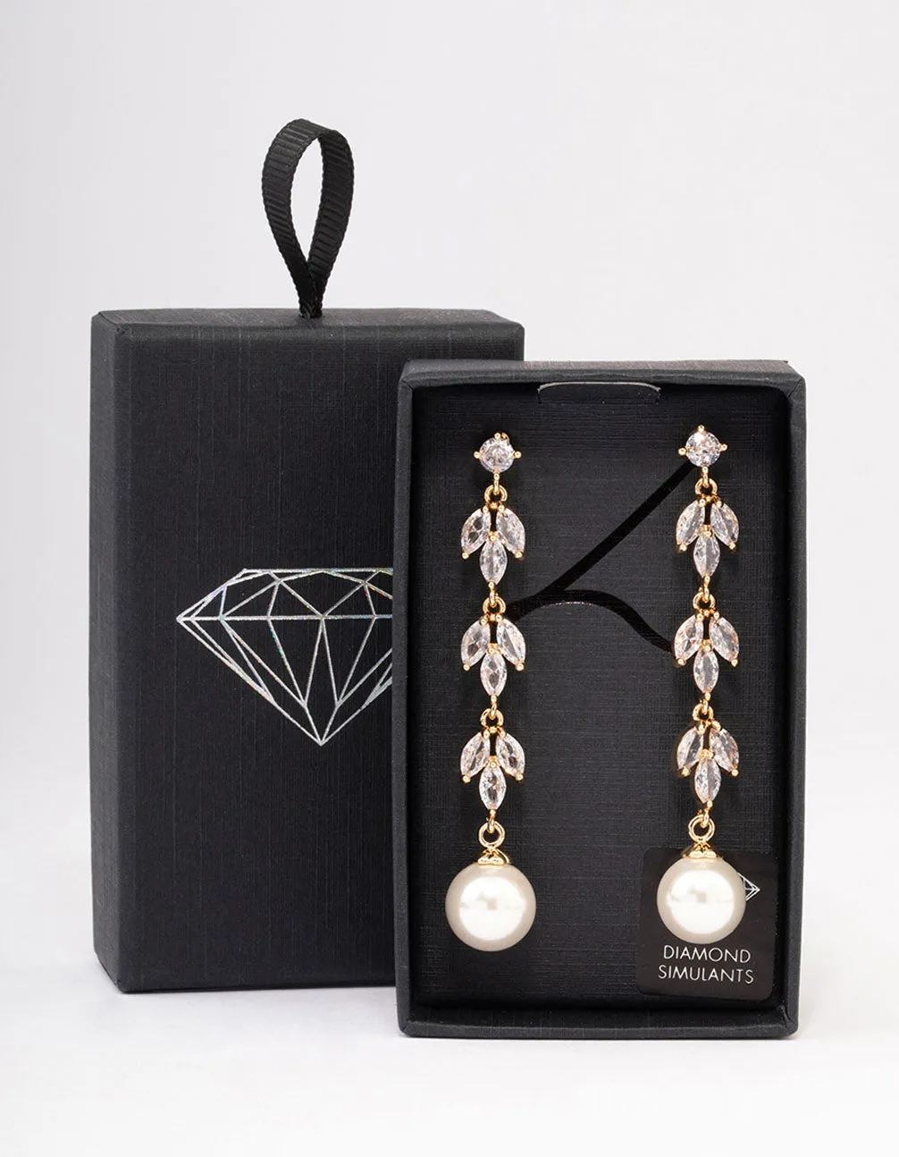 Gold Leaf Vine Pearl Drop Earrings