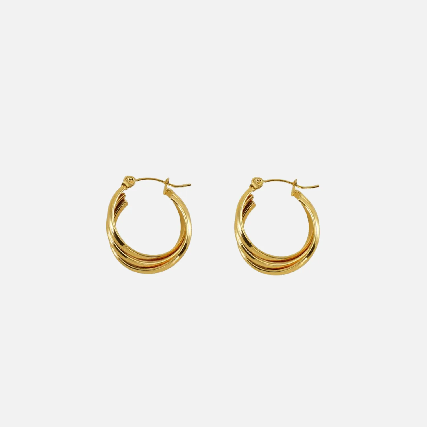 Gold-Plated Geometric Hoop Earrings – Trendy Stainless Steel Stud Earrings