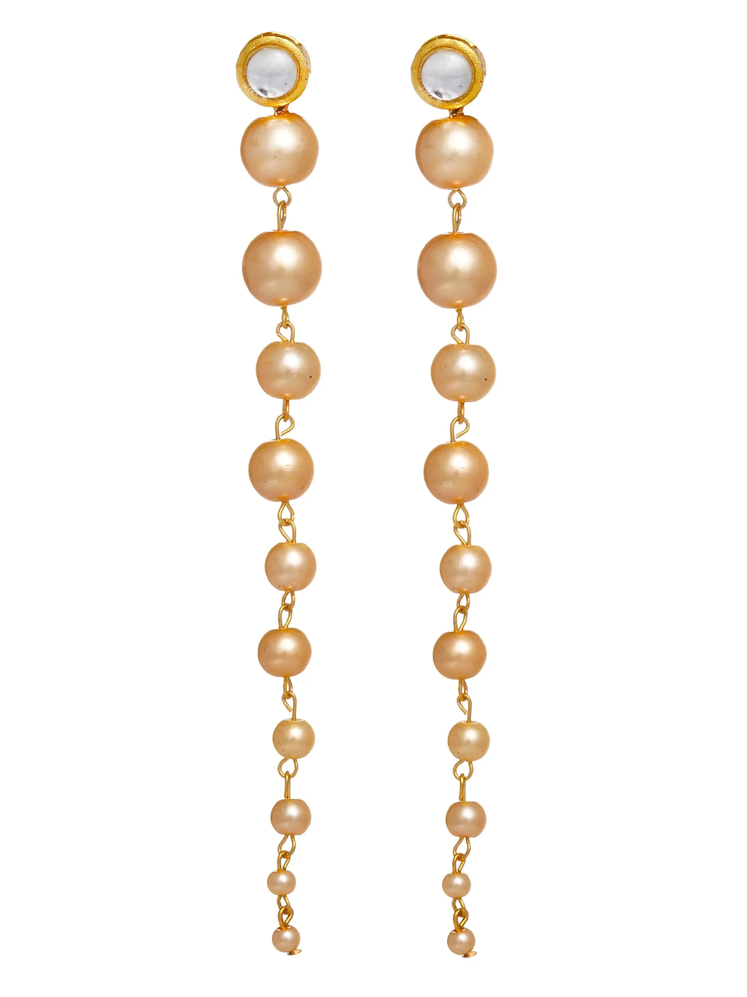 Golden Pearl Long Dangler Earrings