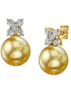 Golden South Sea Pearl & Diamond Aristocrat Earrings