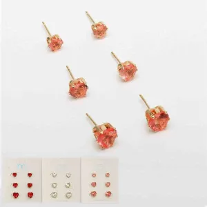 Heart Stud Multi 3PR Earrings 34181 (12 units)