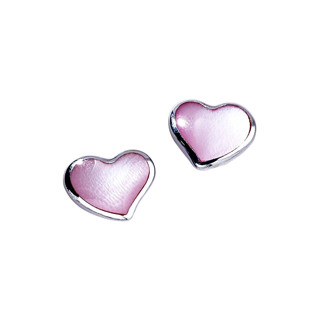 Heart Stud Sterling Silver Gemstone Inlay Earrings