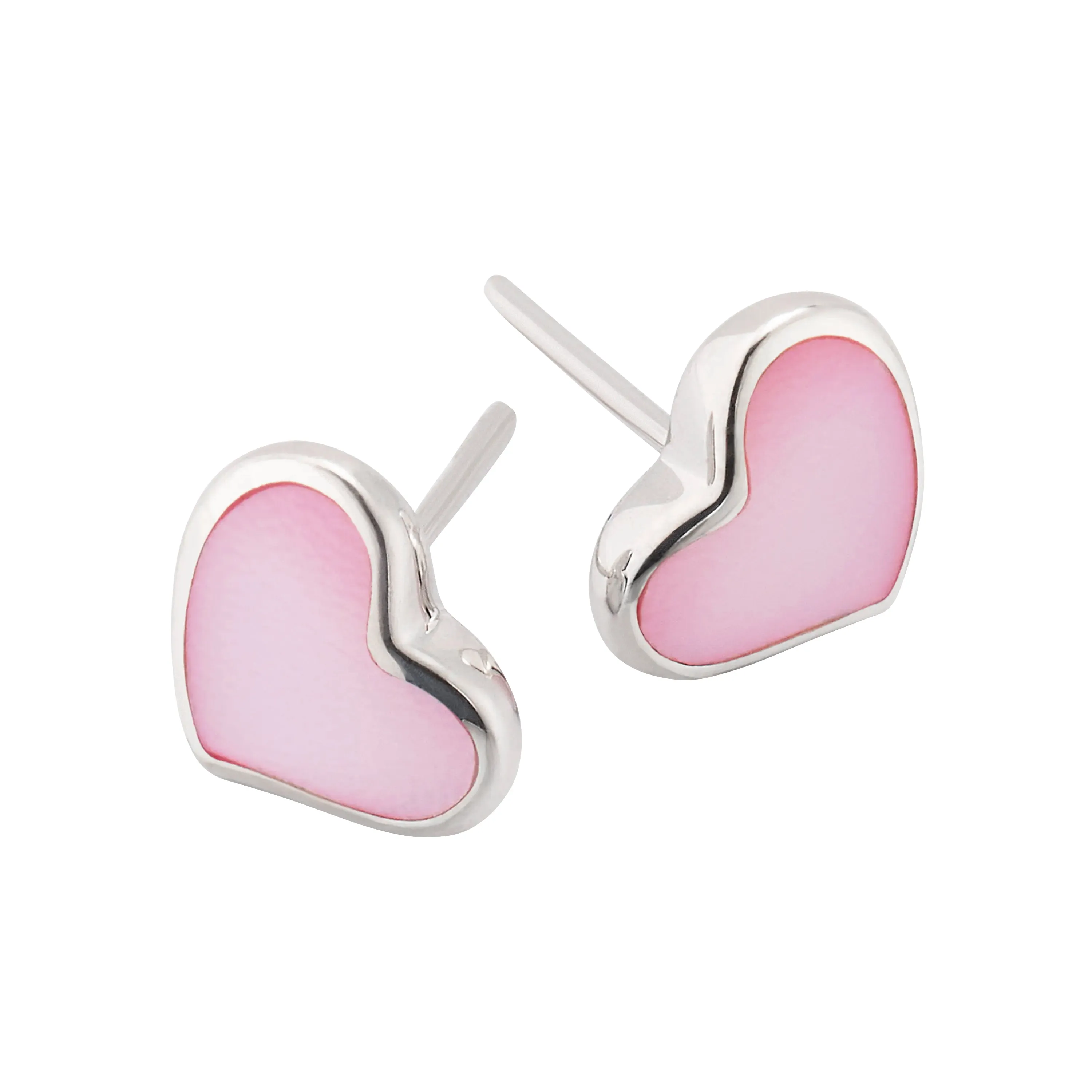 Heart Stud Sterling Silver Gemstone Inlay Earrings