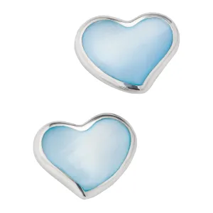 Heart Stud Sterling Silver Gemstone Inlay Earrings