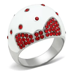 High polished (no plating) Stainless Steel Ring with Top Grade Crystal in Ruby for Women Style TK260