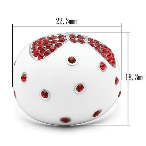 High polished (no plating) Stainless Steel Ring with Top Grade Crystal in Ruby for Women Style TK260