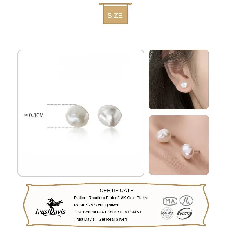 JC - Elegant Pearl Earrings: 925 sterling silver, perfect fine jewelry for women’s events