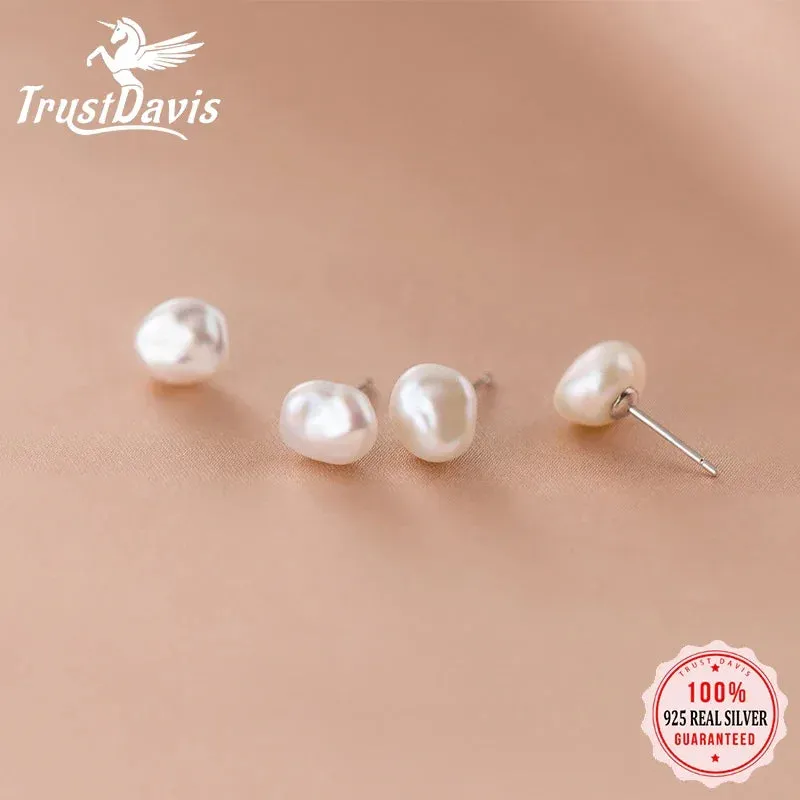 JC - Elegant Pearl Earrings: 925 sterling silver, perfect fine jewelry for women’s events