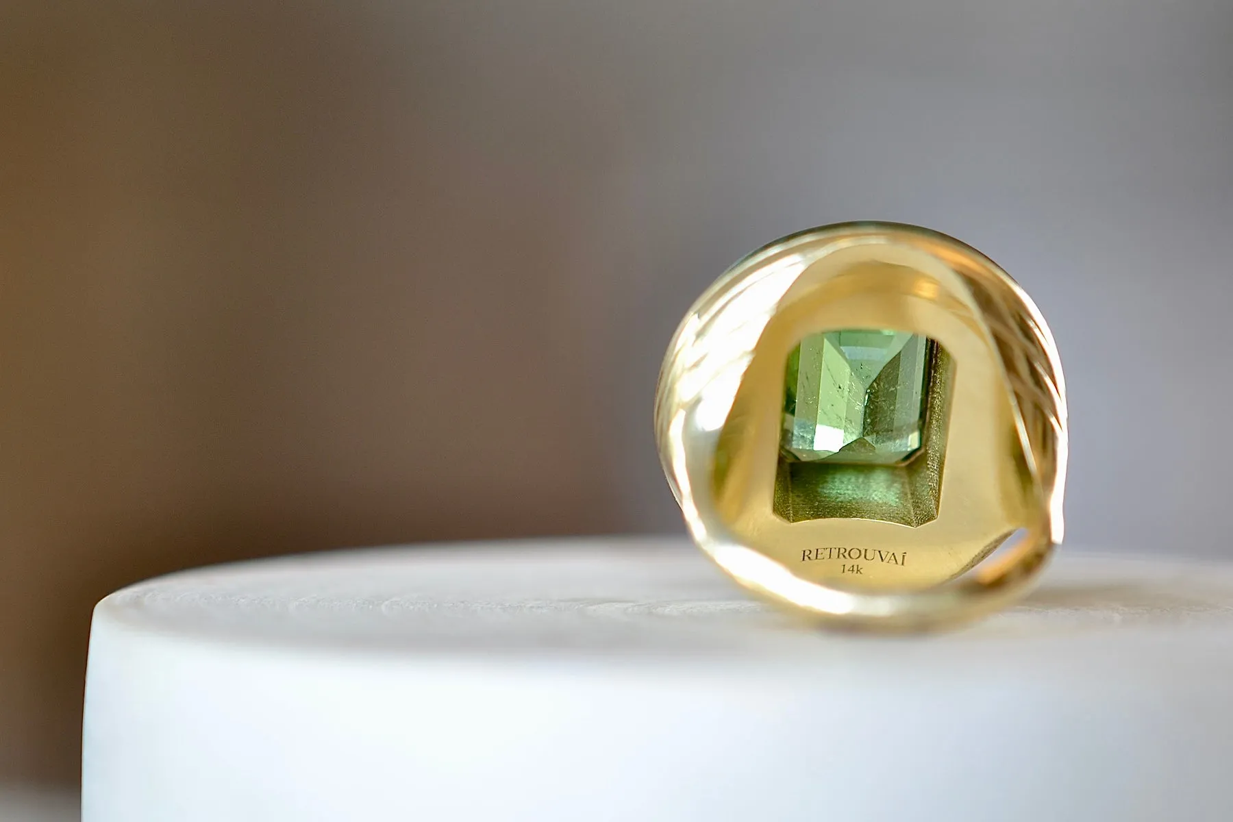 Large Lollipop Ring in Malachite and Green Tourmaline