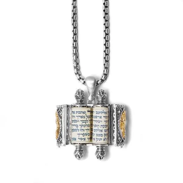 Lion of Judah Torah Scroll Case Locket Necklace