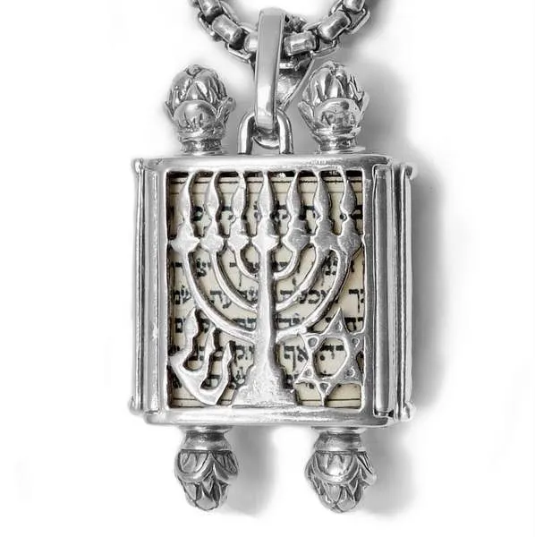 Lion of Judah Torah Scroll Case Locket Necklace