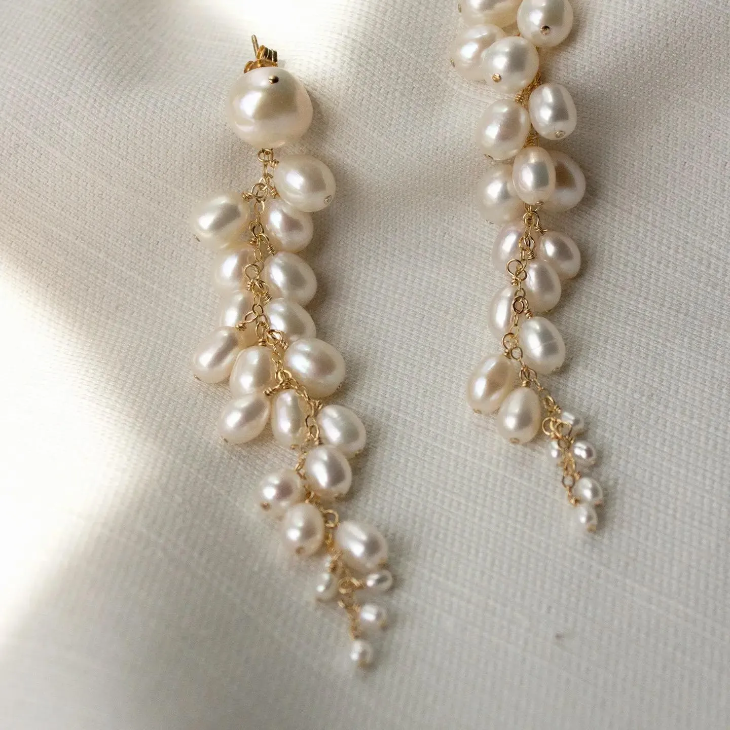 Long Pearl Cluster Earring