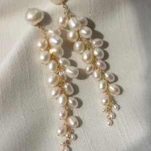 Long Pearl Cluster Earring