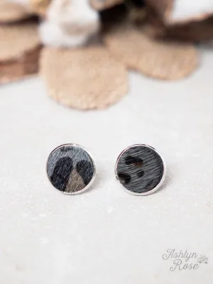 Love in a Little Stud Earrings, Grey Leopard