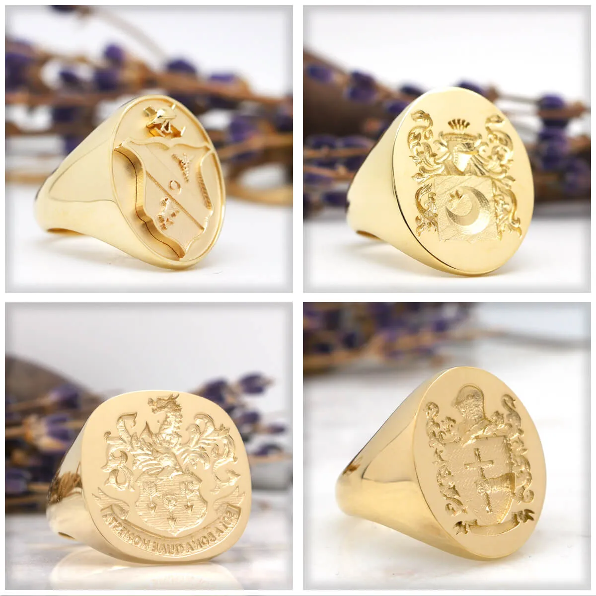 Men's Oval Signet Ring - Large - CAD Designed Family Crest / Logo