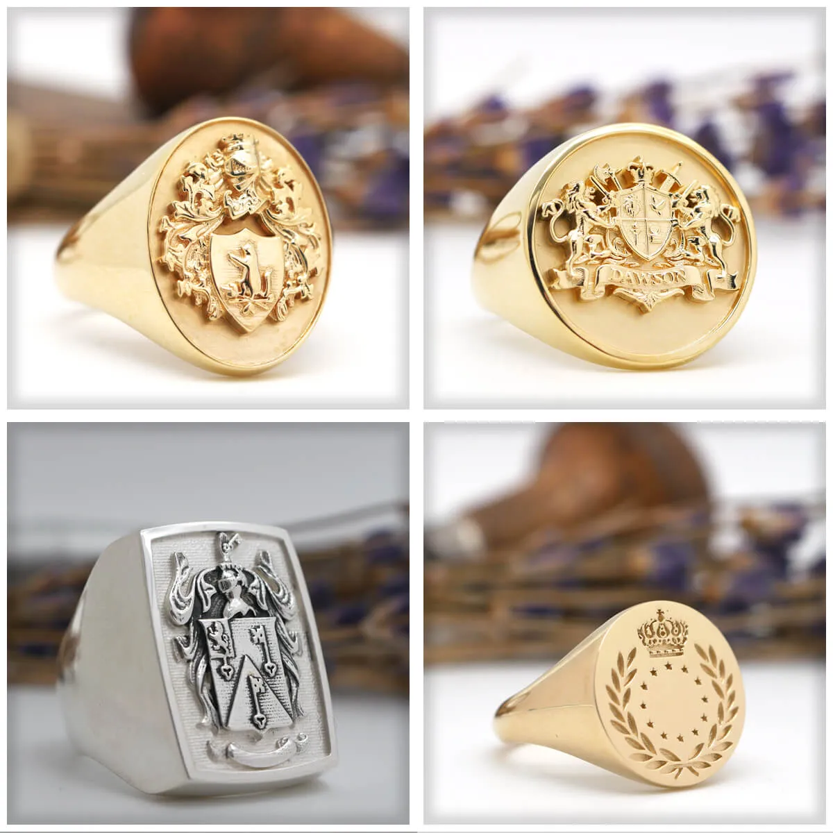 Men's Oval Signet Ring - Large - CAD Designed Family Crest / Logo