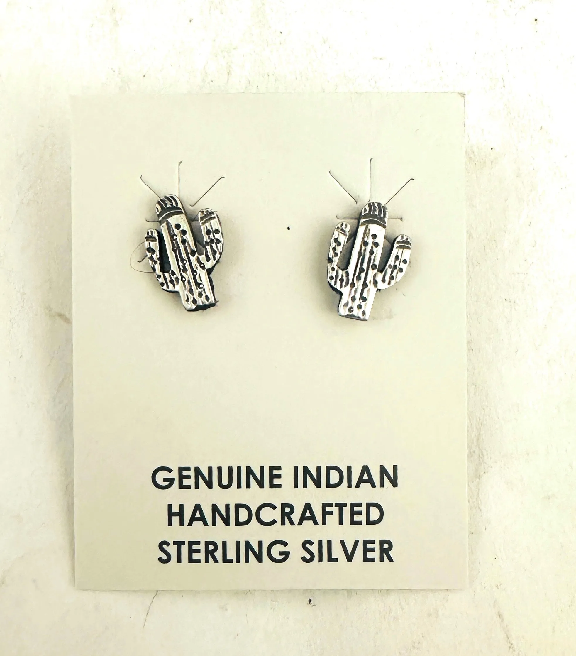 Navajo Sterling Silver Cactus Stud Earrings