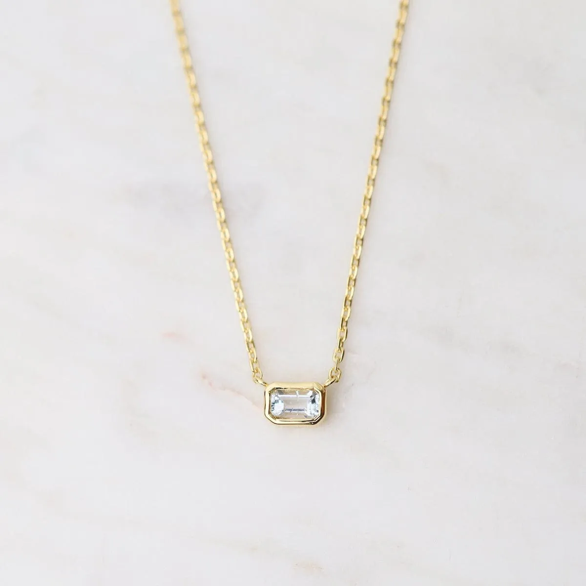 Octagon Aquamarine Necklace - Gold Vermeil