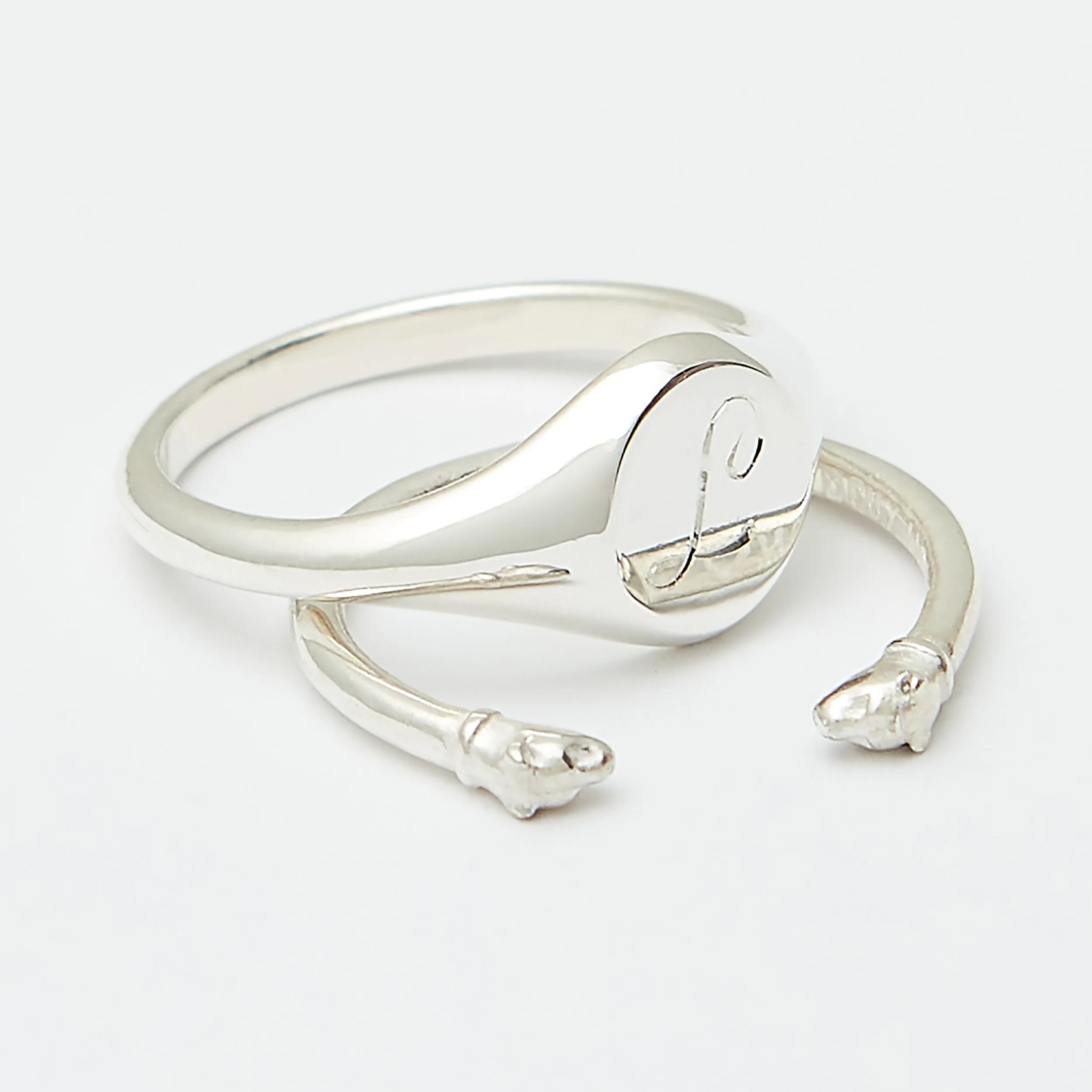 Olivier Signet Ring Stack in Sterling Silver