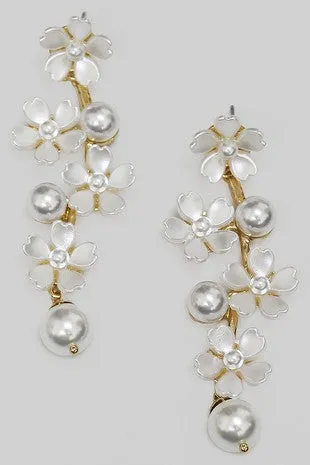 Out Too Late Pearl Flower Earrings