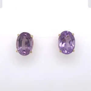 Oval Amethyst Studs in 14kt Yellow Gold