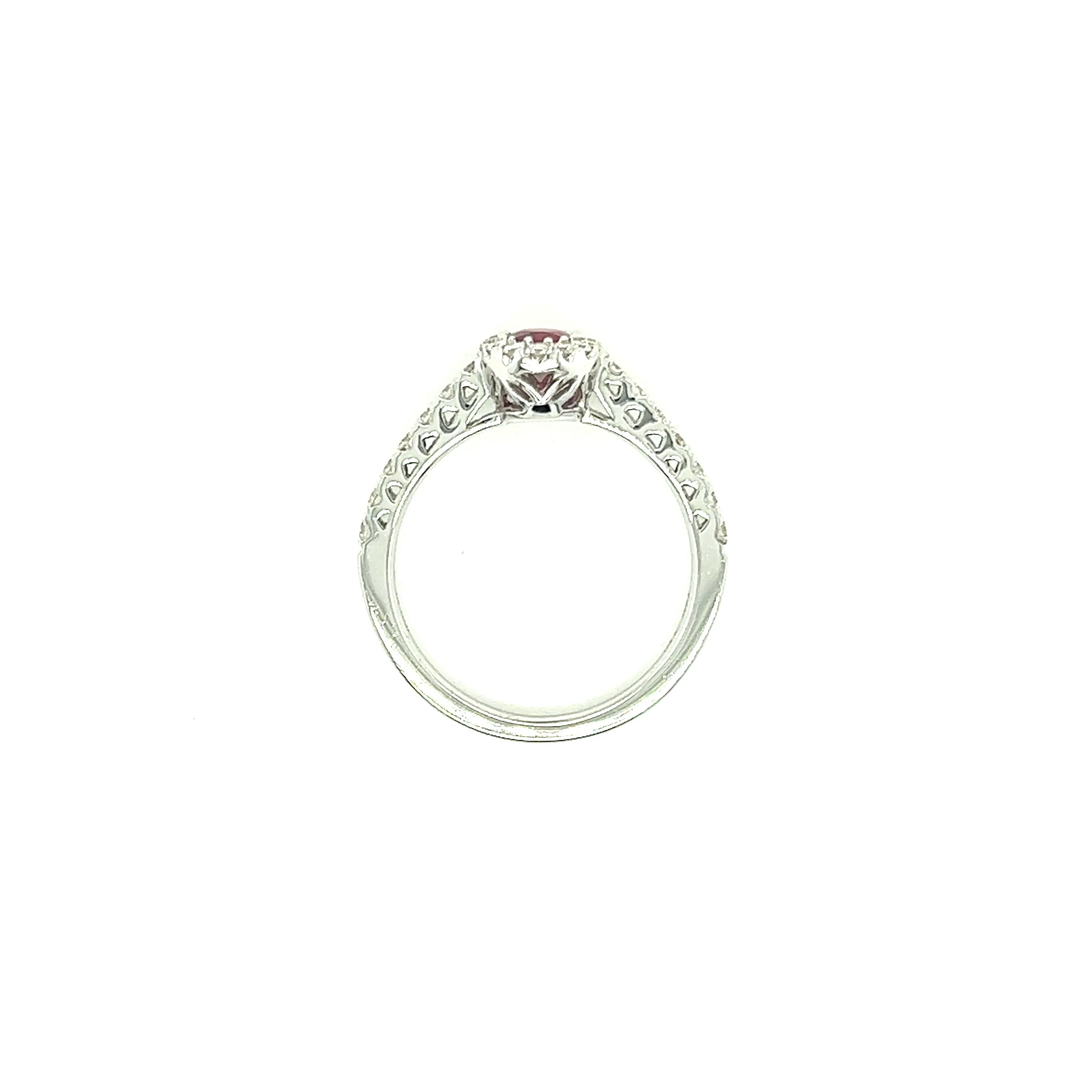 Oval Ruby Ring with 0.37ctw of Diamonds in 18K White Gold