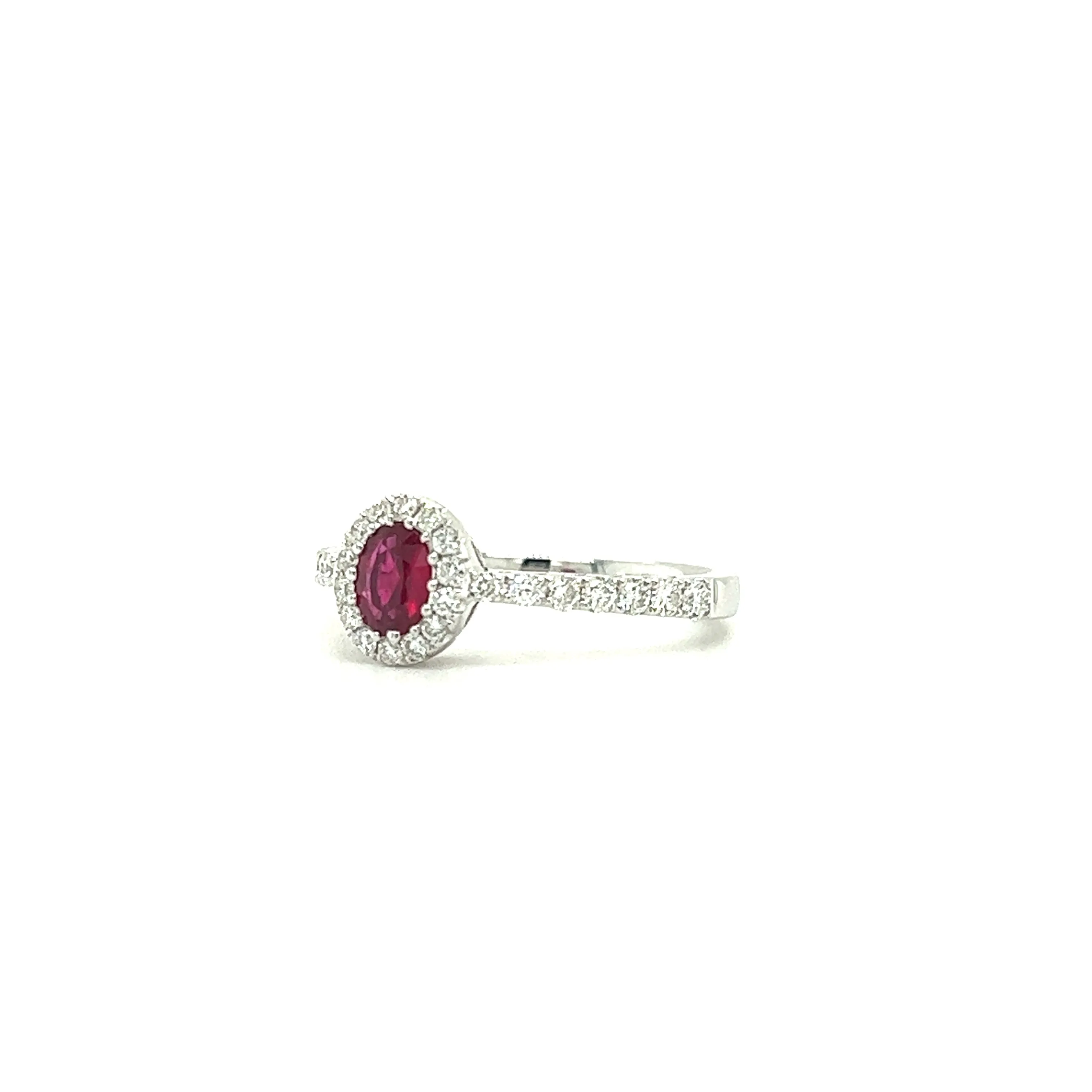 Oval Ruby Ring with 0.37ctw of Diamonds in 18K White Gold