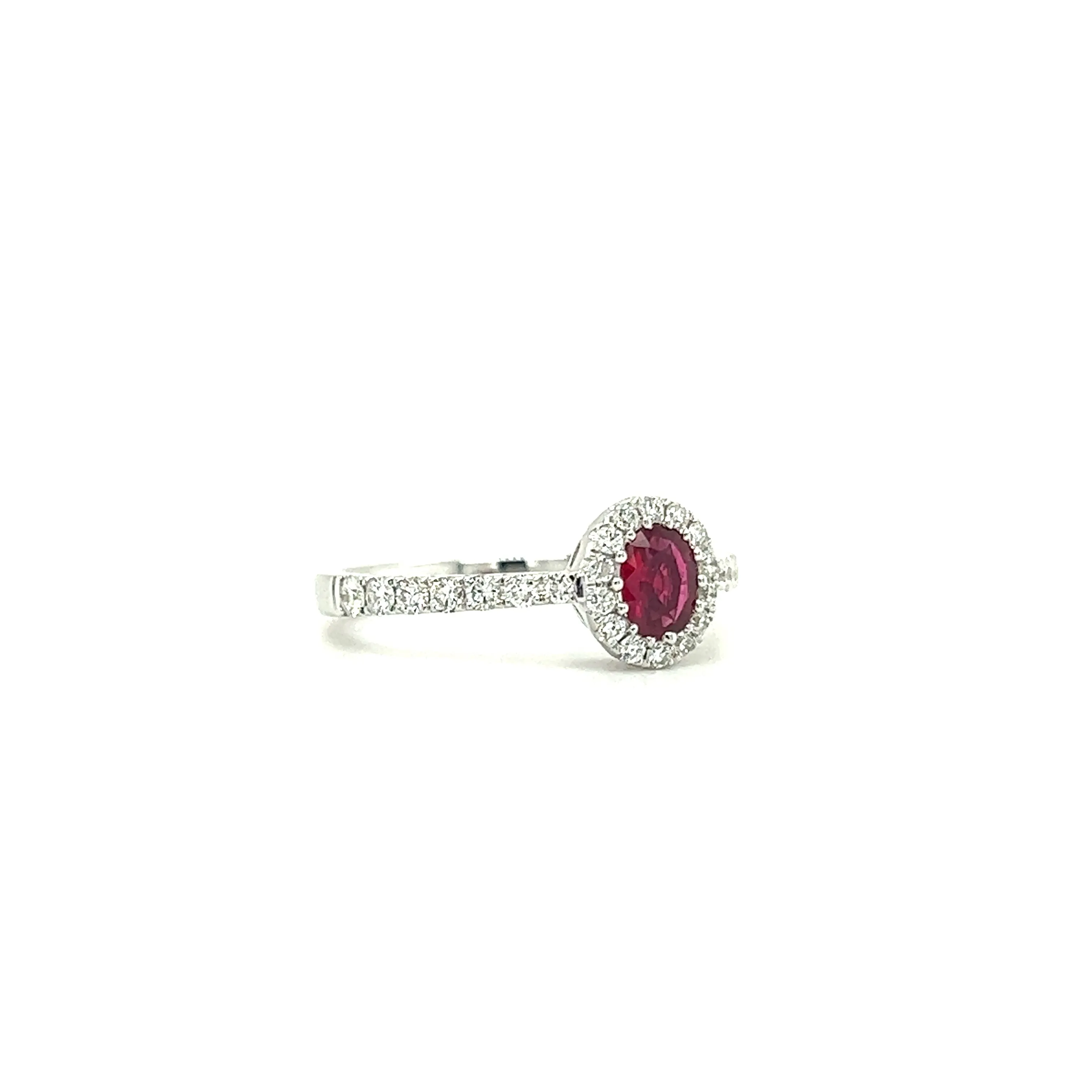 Oval Ruby Ring with 0.37ctw of Diamonds in 18K White Gold