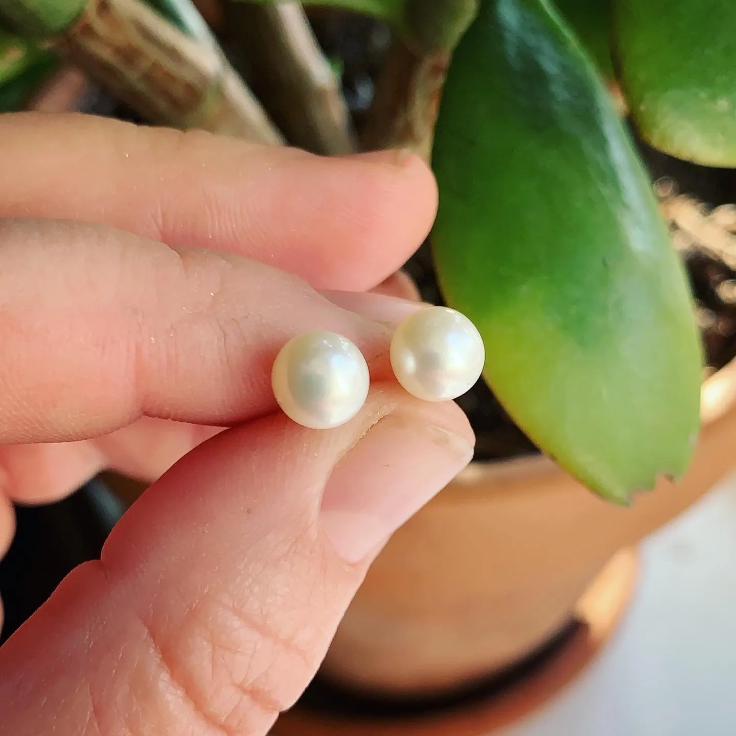 Pearl and Sterling Silver Post Earrings