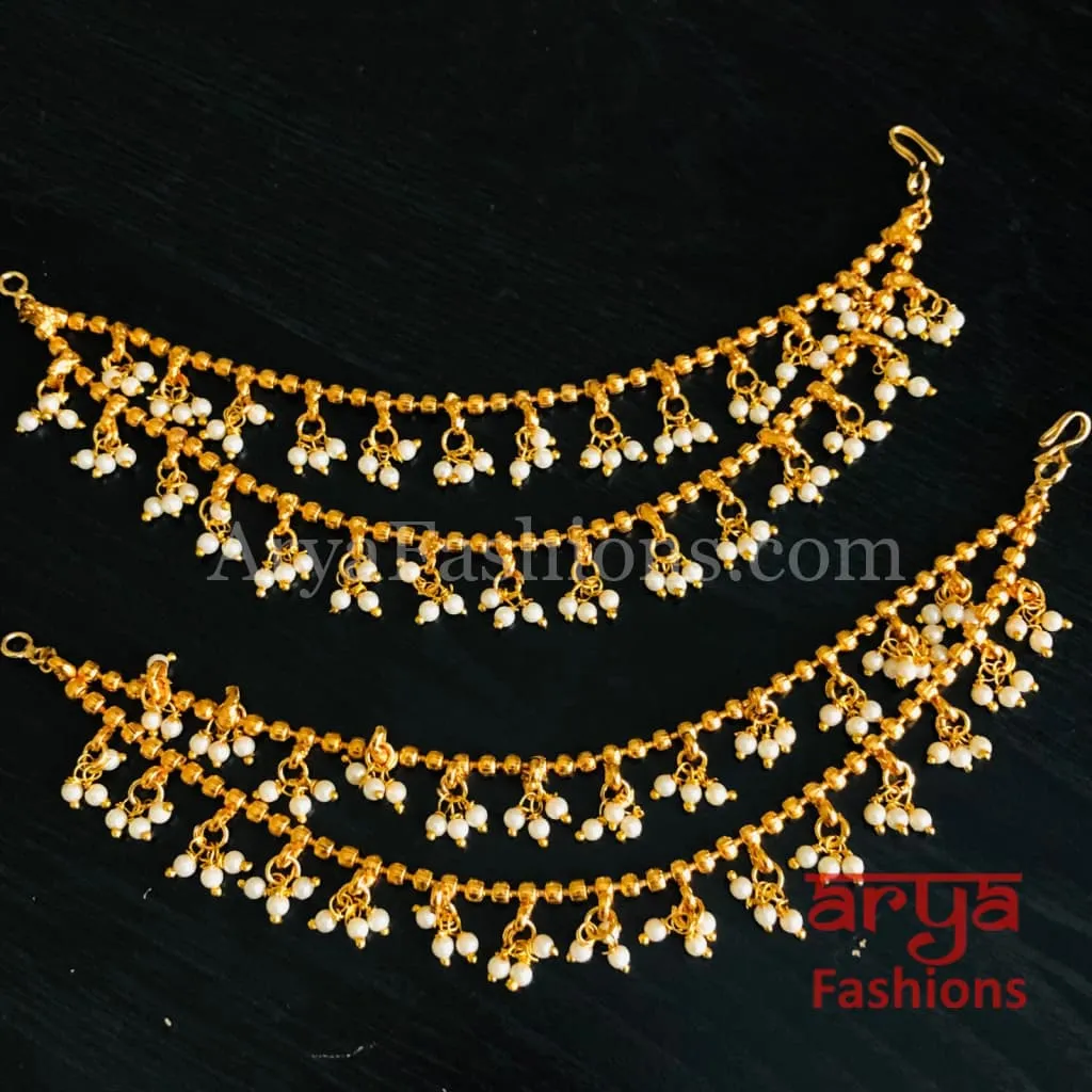 Pearl Beads Extender Chain / Golden beads Earring Chain/ Earring Extension