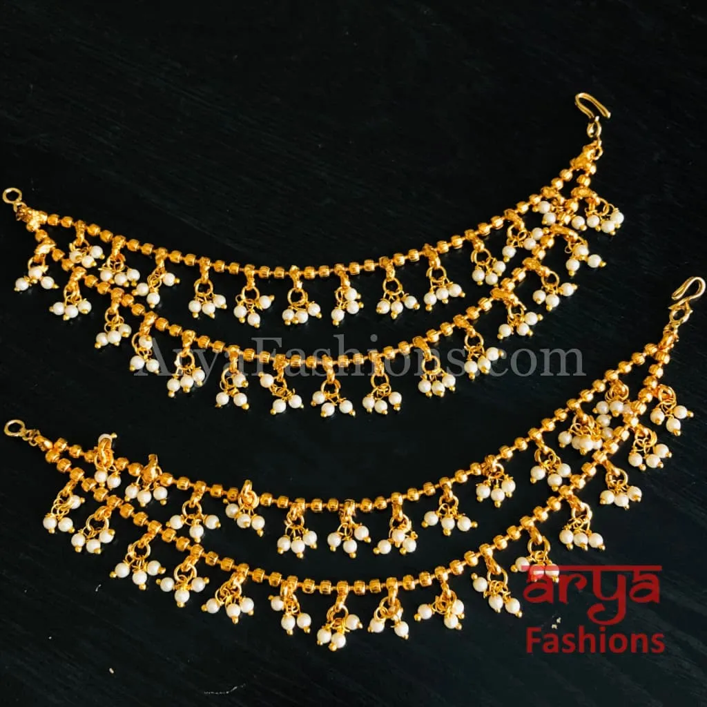 Pearl Beads Extender Chain / Golden beads Earring Chain/ Earring Extension