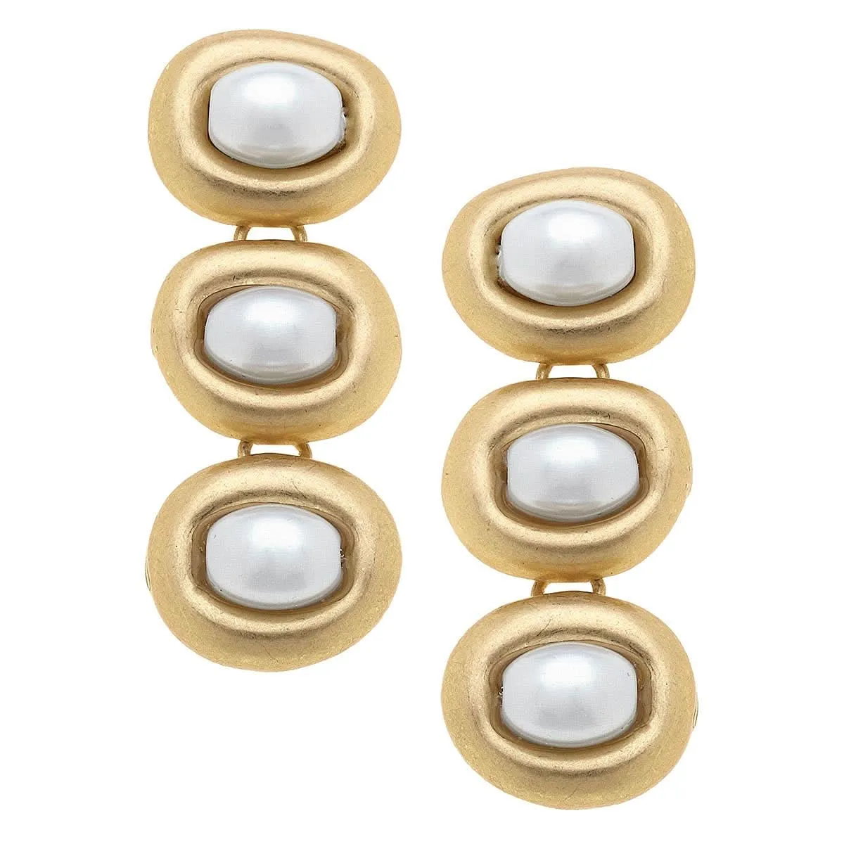 Pearl Earrings in Worn Gold   Ivory