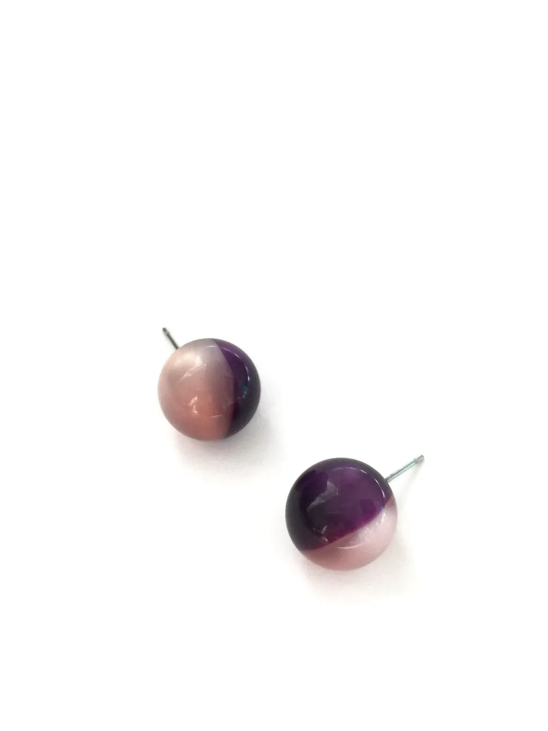 Pink and Purple Harlequin Moonglow Ball Stud Earrings