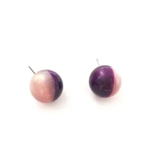 Pink and Purple Harlequin Moonglow Ball Stud Earrings