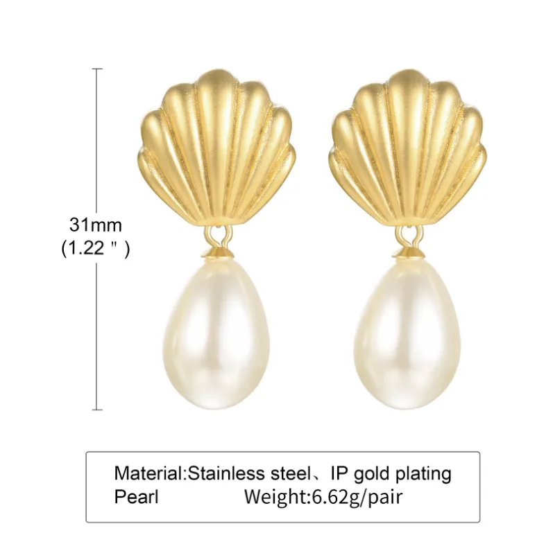 Pre Order: Frosted Shell Pearl Dangle Earrings