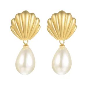 Pre Order: Frosted Shell Pearl Dangle Earrings