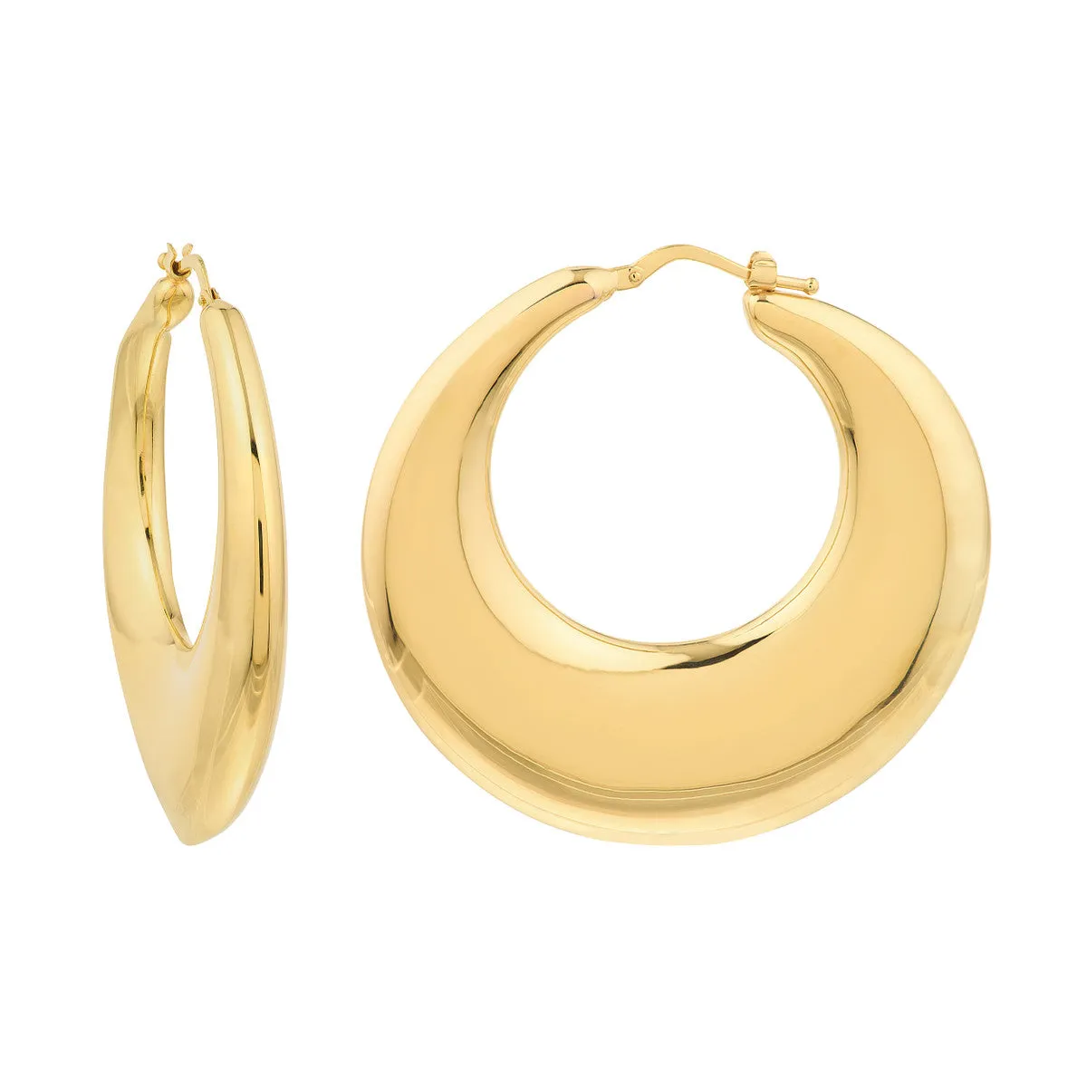 Puffy Gold Tapered Hoop Earrings