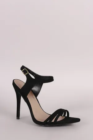 Qupid Suede Ankle Strap Sinlge Sole Heel