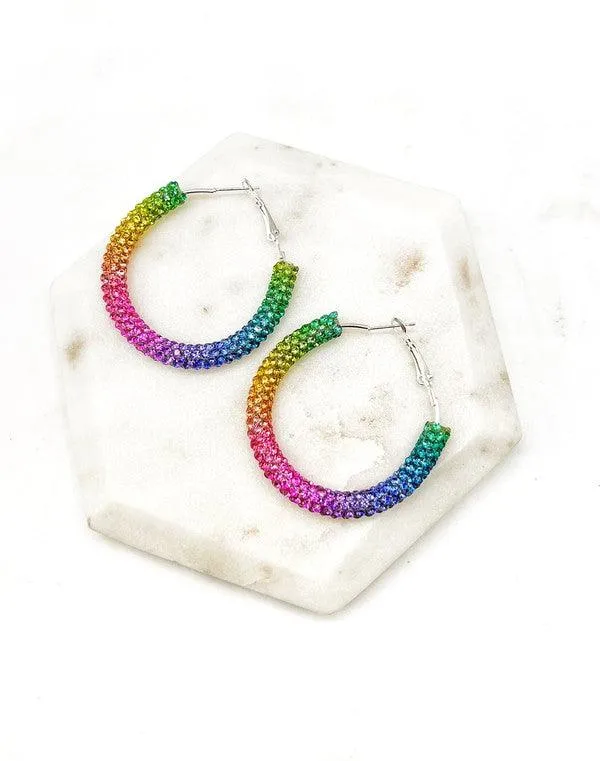 Rainbow Sparkle Hoop Earrings